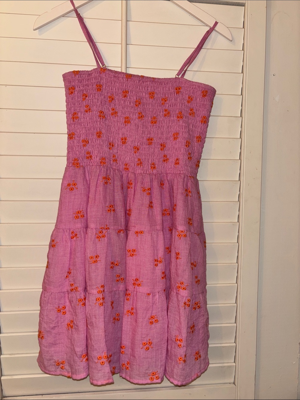 Altar'd State Pink Mini Dress with Orange Floral Embroidery